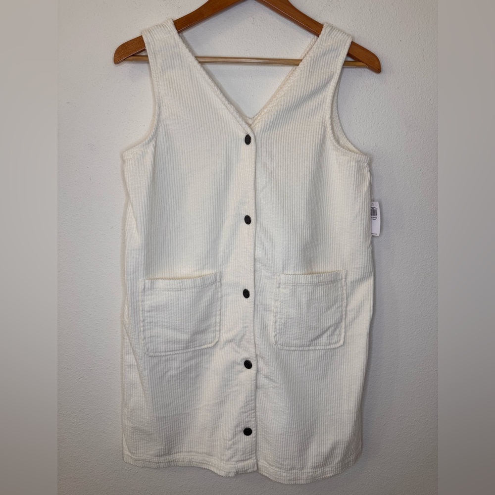 NEW Old Navy Kids Cream Sleeveless Button-Front Corduroy Dress
